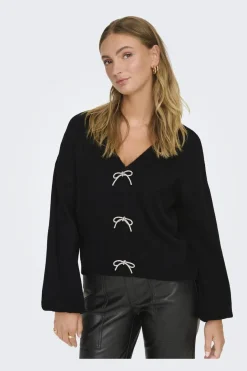 New Only Onldonna Ls Bow V-Neck Knt 4699811 Black