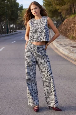 Outlet Only Onldorsi Sl Zebra Top Sik 4838986 Light Grey Denim Zebra