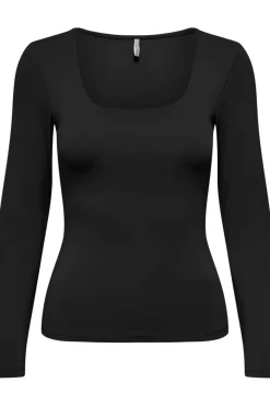 Online Only Onlea L/S 2-Way Deep Neck Top 4372227 Black