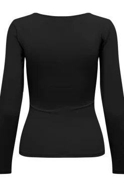 Online Only Onlea L/S 2-Way Deep Neck Top 4372227 Black