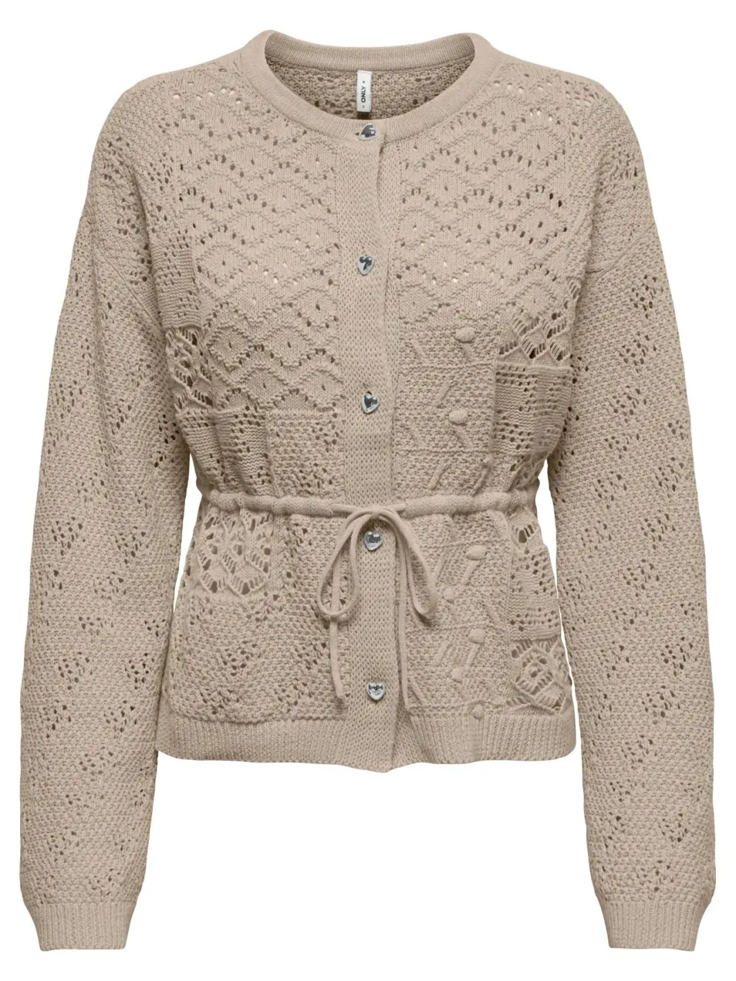 New Only Onlelke Life Ls Cardigan Cc Knt 5049514 Oxford Tan Silver Heart Button