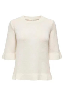 Online Only Onlella Ss Frill O-Neck Knt 4992506 Birch Melange