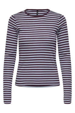 New Only Onlelli L/S Rib Top 5024625 Cabernet Cashmere Blue