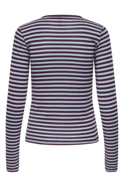 New Only Onlelli L/S Rib Top 5024625 Cabernet Cashmere Blue