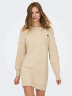 Hot Only Onlemma Life Ls Button Onec Dress Cc Knt 4853470 Pumice Stone Melange/Gold Button