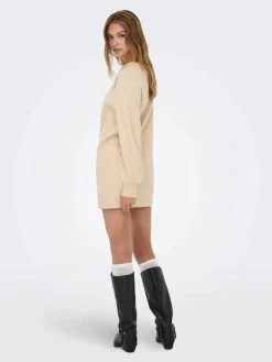 Hot Only Onlemma Life Ls Button Onec Dress Cc Knt 4853470 Pumice Stone Melange/Gold Button