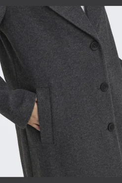Online Only Onlemma Life Reg. Long Coat 4419727 Dark Grey Melange