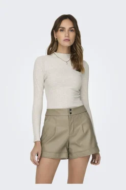 Clearance Only Onlemma L/S High Neck Top 3996013 Pumice Stone Melange