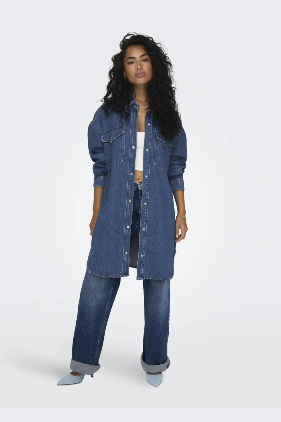 Discount Only Onlfloyd Ls Ovs Dress Azg 4706110 Medium Blue Denim