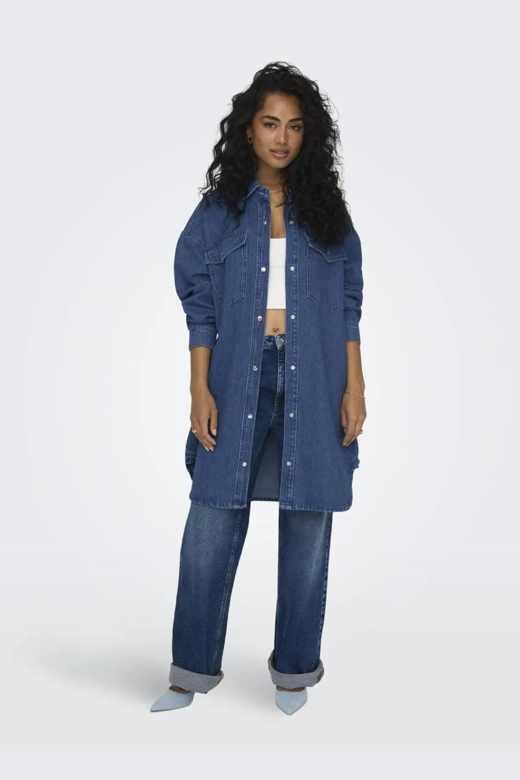 Discount Only Onlfloyd Ls Ovs Dress Azg 4706110 Medium Blue Denim