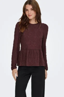 Hot Only Onlgiavanna L/S Peplum Top 4915823 Decadent Chocolate