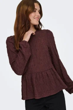 Hot Only Onlgiavanna L/S Peplum Top 4915823 Decadent Chocolate