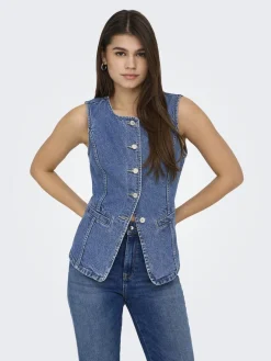 Clearance Only Onlgiulina S/L Button Waistcoat Mae 4821241 Medium Blue Denim