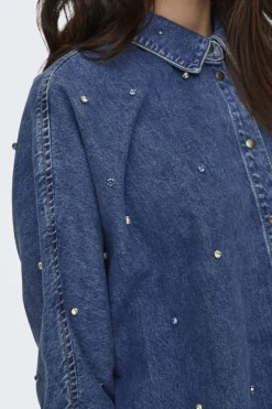 Online Only Onlgrace Ls Rhinestone Shirt Cro 4358961 Medium Blue Denim
