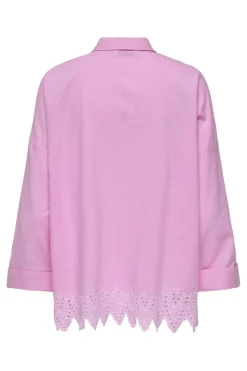 Only Onlgraces Tulum Ls Emb Shirt 4695481 Fuchsia Pink Bright White Emb.