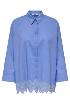Clearance Only Onlgraces Tulum Ls Emb Shirt 4695480 Blue Bonnet Bright White Emb.