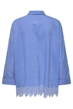 Clearance Only Onlgraces Tulum Ls Emb Shirt 4695480 Blue Bonnet Bright White Emb.
