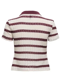 New Only Onlhalia S/S Collar Top Box 4774257 Cloud Dancer Ruby Wine