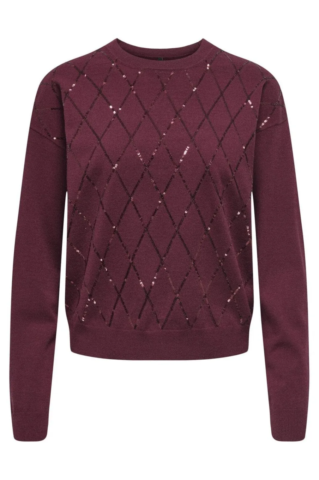 Outlet Only Onlhalifax Ls Sequins O-Neck Knt 4947030 Zinfandel Dtm Sequins