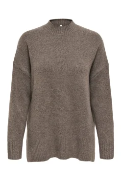 Clearance Only Onlhazel Ls Highneck Overs Pull Knt 4813873 Brown Lentil Melange