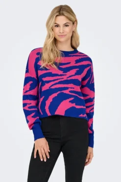 Discount Only Onlhilla Ls Jq Mix Box O-Neck Knt 4999698 Dazzling Blue Pink Yarrow