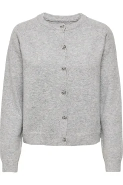 Best Only Onlhoney Ls Bow Cardigan Knt 5026401 Light Grey Melange Silver Bow Buttons