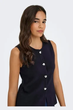 Online Only Onlibi Button Sl Vest Cc Knt 4947079 Night Sky Silver Button