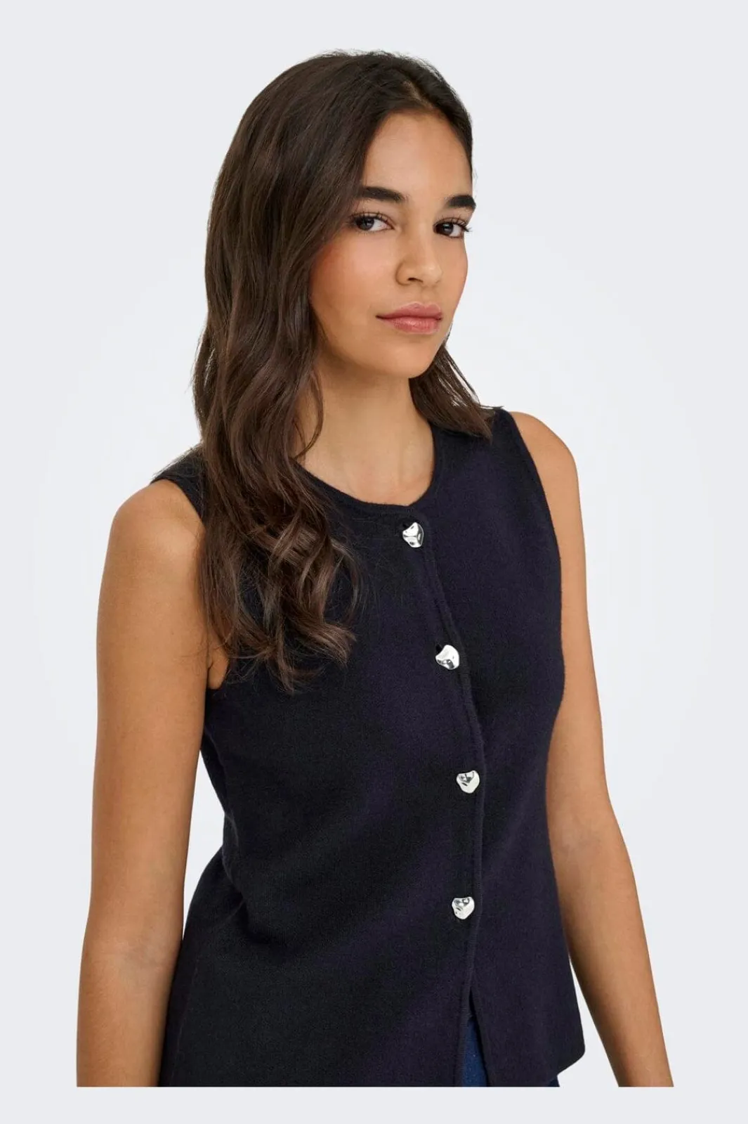 Online Only Onlibi Button Sl Vest Cc Knt 4947079 Night Sky Silver Button