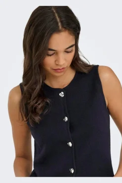 Online Only Onlibi Button Sl Vest Cc Knt 4947079 Night Sky Silver Button