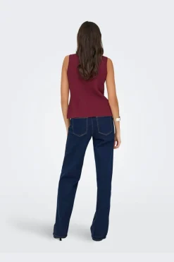 Online Only Onlibi Button Sl Vest Cc Knt 4947078 Zinfandel Silver Button