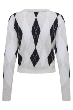 New Only Onlibi Ls Check O-Neck Cc Knt 4947354 Light Grey Melange Night Sky/Cashmere Blue Mel/Babys B