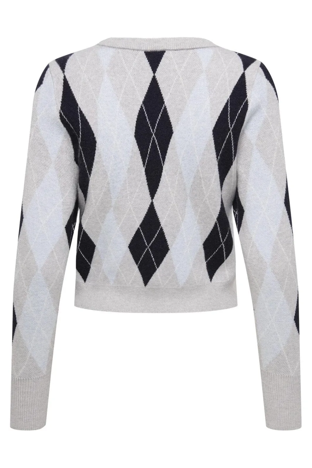 New Only Onlibi Ls Check O-Neck Cc Knt 4947354 Light Grey Melange Night Sky/Cashmere Blue Mel/Babys B