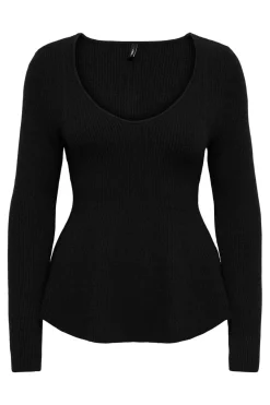 Online Only Onlibi Ls V-Neck Rib Peplum Cc Knt 5021069 Black