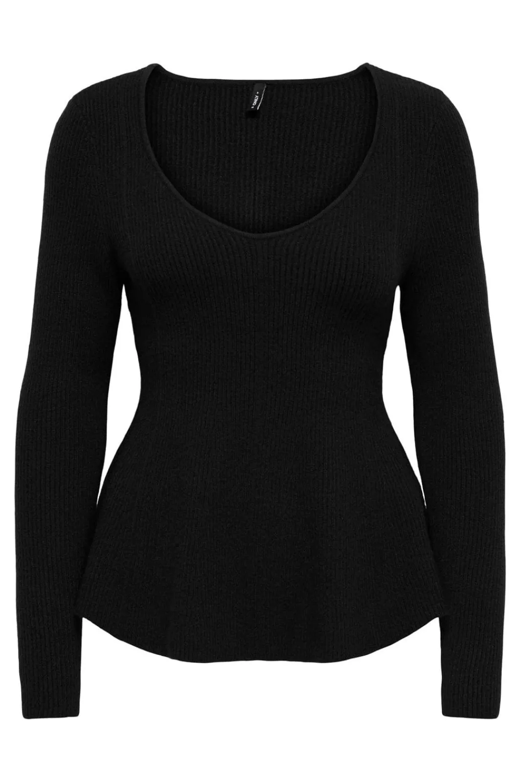 Online Only Onlibi Ls V-Neck Rib Peplum Cc Knt 5021069 Black