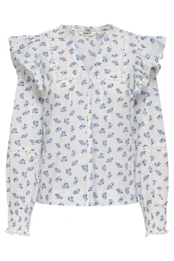 Discount Only Onlidris Ls Frill Tape Top 4958053 Cashmere Blue Mini Floral