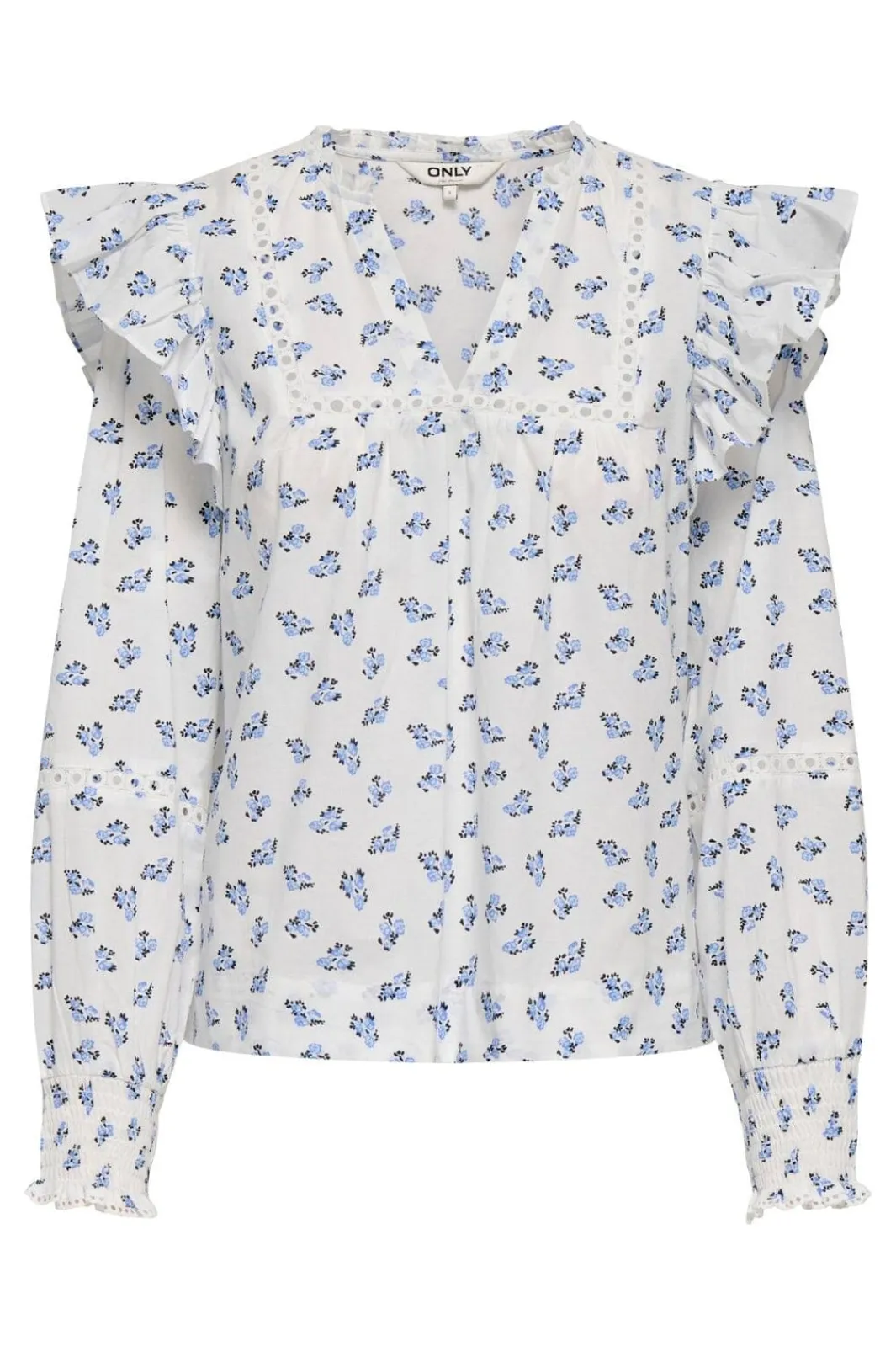 Discount Only Onlidris Ls Frill Tape Top 4958053 Cashmere Blue Mini Floral