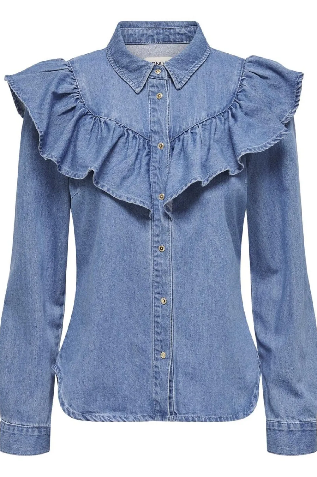 Only Onlindigo Ls Frill Shirt Qyt 4324886 Medium Blue Denim