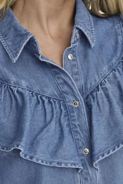 Only Onlindigo Ls Frill Shirt Qyt 4324886 Medium Blue Denim