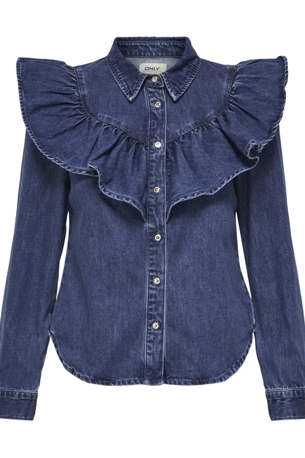 Outlet Only Onlindigo Ls Frill Shirt Qyt 4287142 Dark Blue Denim