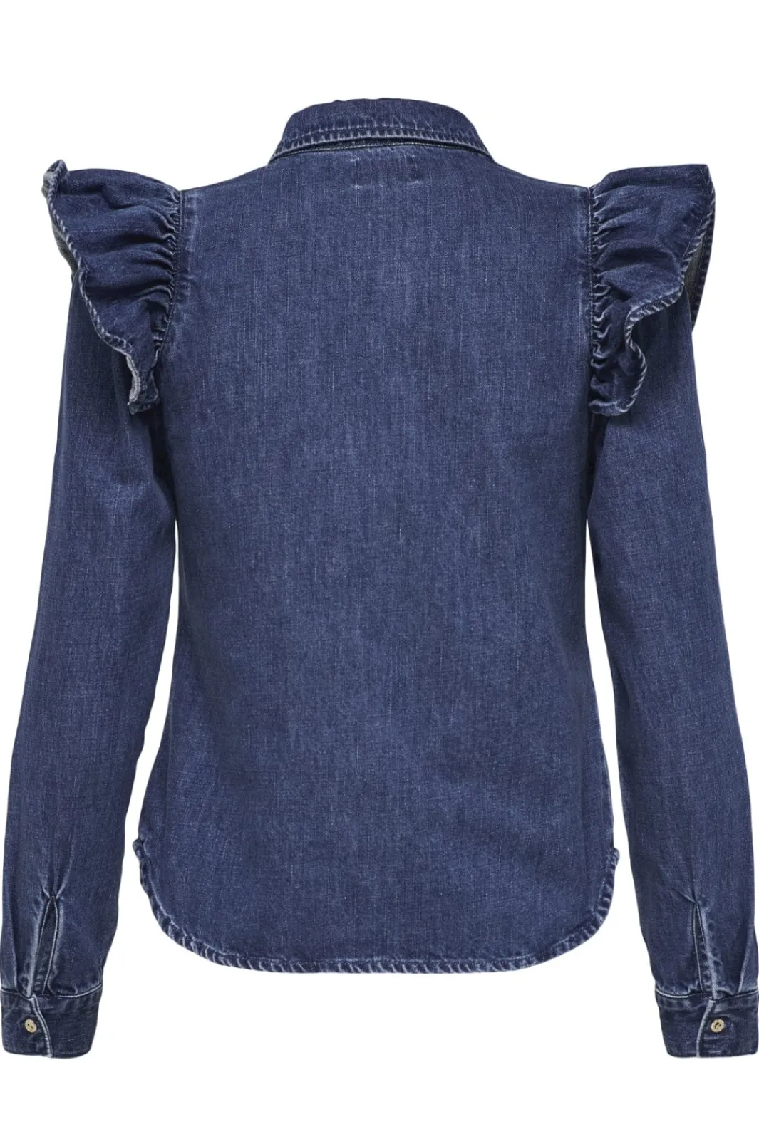 Outlet Only Onlindigo Ls Frill Shirt Qyt 4287142 Dark Blue Denim