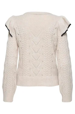 Discount Only Onlisolde Ls Frill O-Neck Knt 4781329 Birch Black