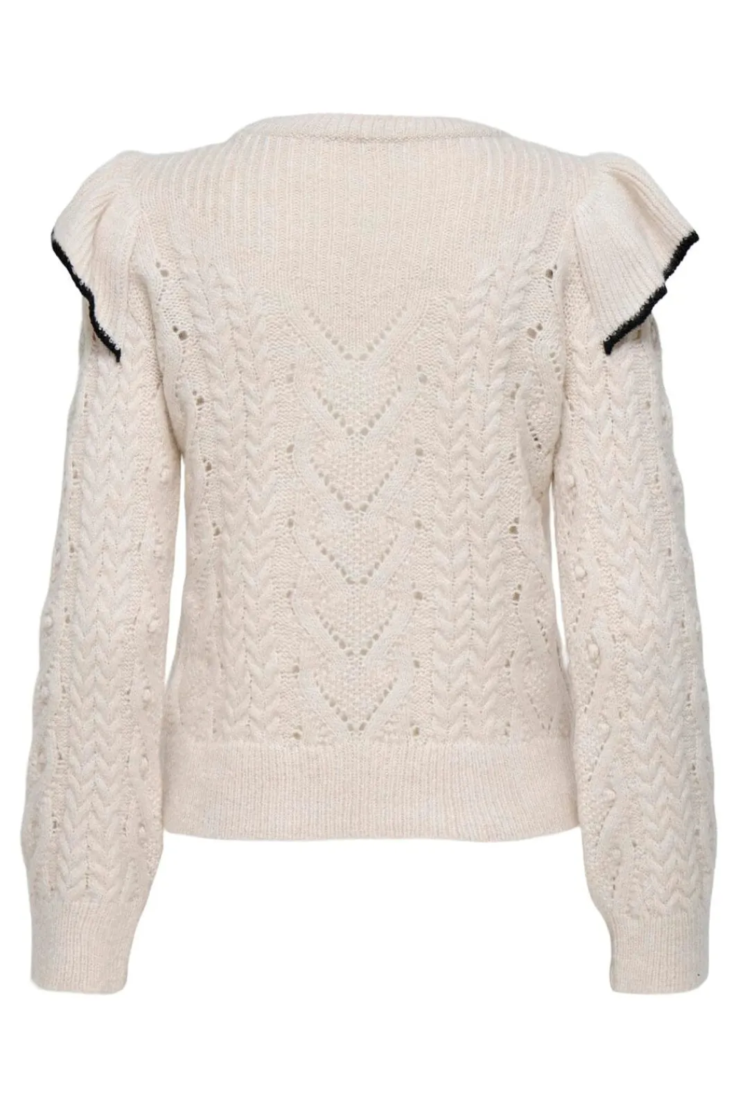 Discount Only Onlisolde Ls Frill O-Neck Knt 4781329 Birch Black