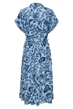 Only Onljakiri Linen Ss Midi Shirt Dress 4868064 Cerulean Noos Graphic Garden
