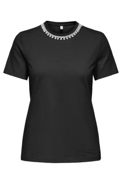 Hot Only Onljolly Life S/S Reg Pearl Top 4952189 Black Pearl Emb Necklace