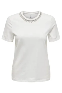 Best Only Onljolly Life S/S Reg Pearl Top 4952188 Cloud Dancer Pearl Emb Necklace