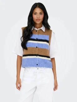 Discount Only Onlkallie Sl Button Vest Knt 4946901 Toasted Coconut Ultramarine/Mel/Black/Babys/Black Button