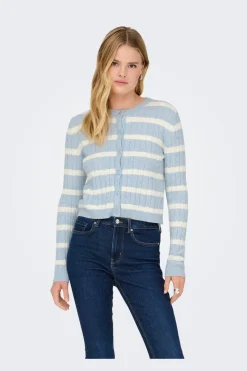 Best Only Onlkatia Ls Cable Button Cardigan Cc Knt 4959317 Cashmere Blue Melange/Babys Breath/Dtm Button