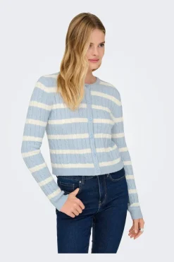 Best Only Onlkatia Ls Cable Button Cardigan Cc Knt 4959317 Cashmere Blue Melange/Babys Breath/Dtm Button