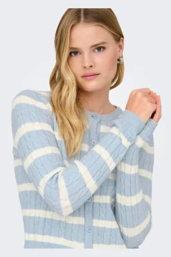 Best Only Onlkatia Ls Cable Button Cardigan Cc Knt 4959317 Cashmere Blue Melange/Babys Breath/Dtm Button