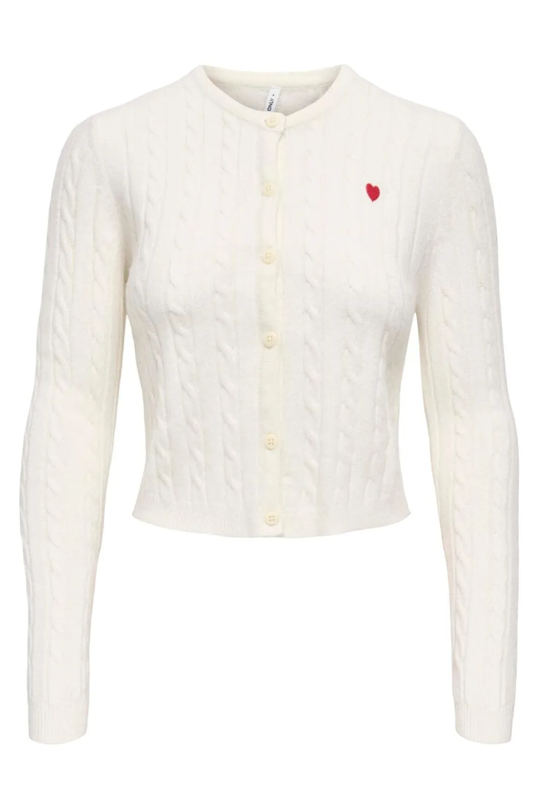 Online Only Onlkatia Ls Cable Button Cardigan Cc Knt 4959314 Baby'S Breath True Red Heart Emb/Dtm Button